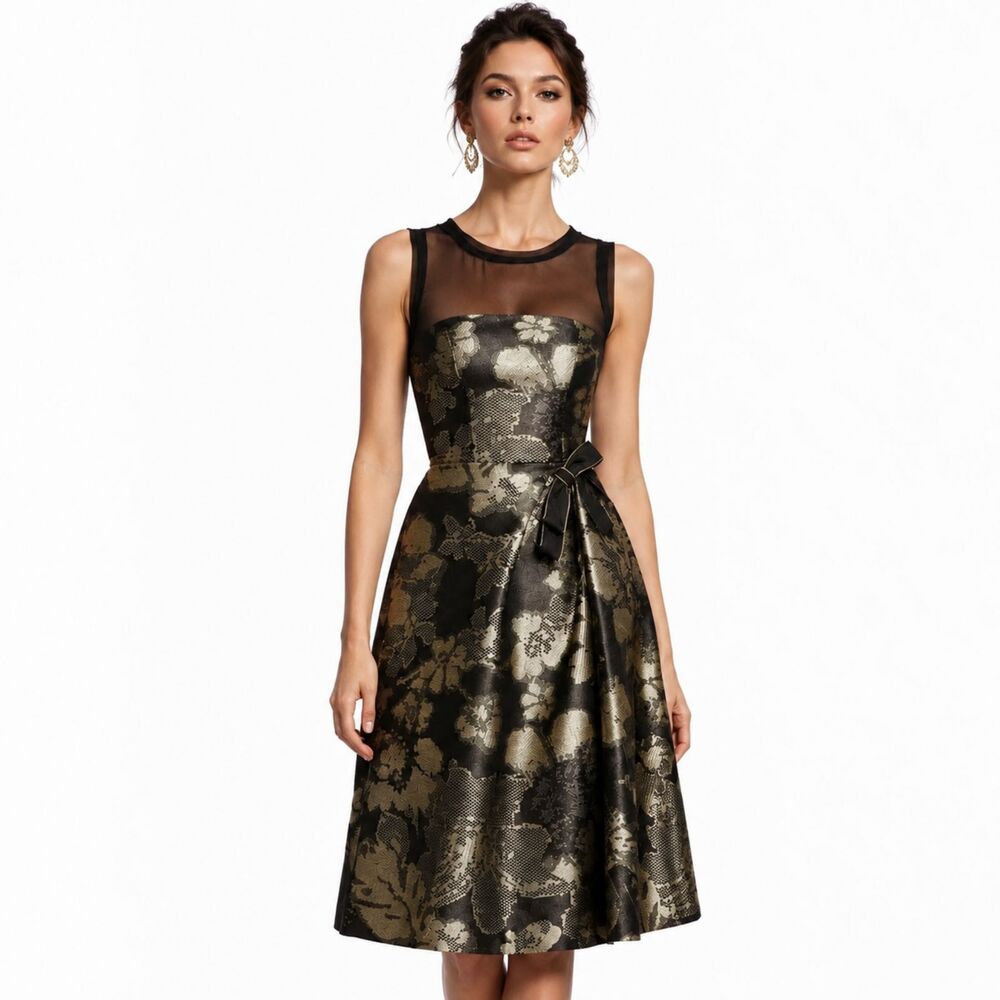 Carolina Herrera Knee-Length Dress US 10 Black - Picture 2 of 15